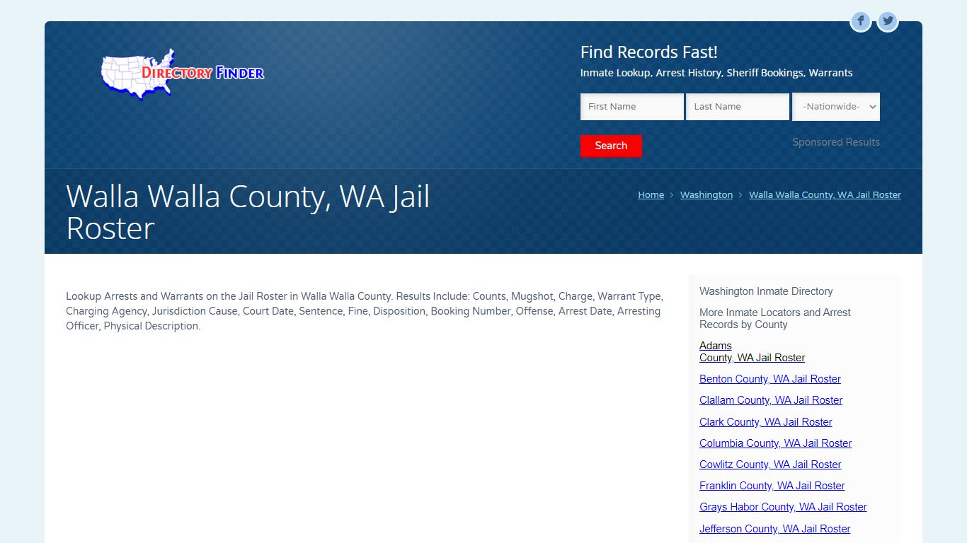 Walla Walla County, WA Jail Roster | People Lookup